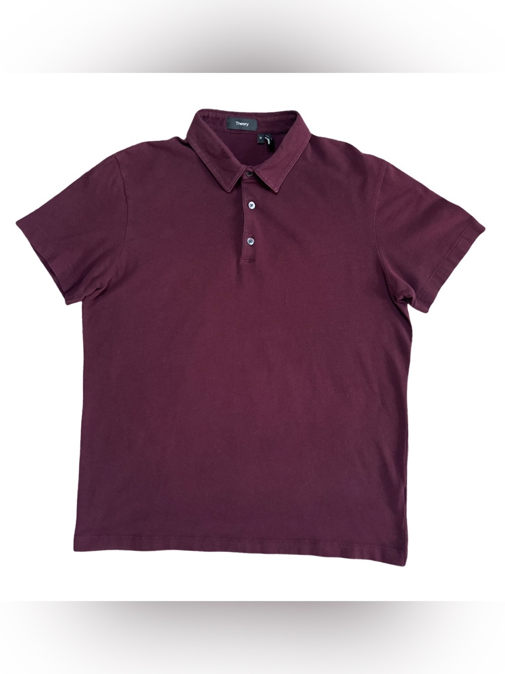 Theory Bron B Cardasis Mens Short Sleeve Polo Shirt M Burgundy Cotton Stretch